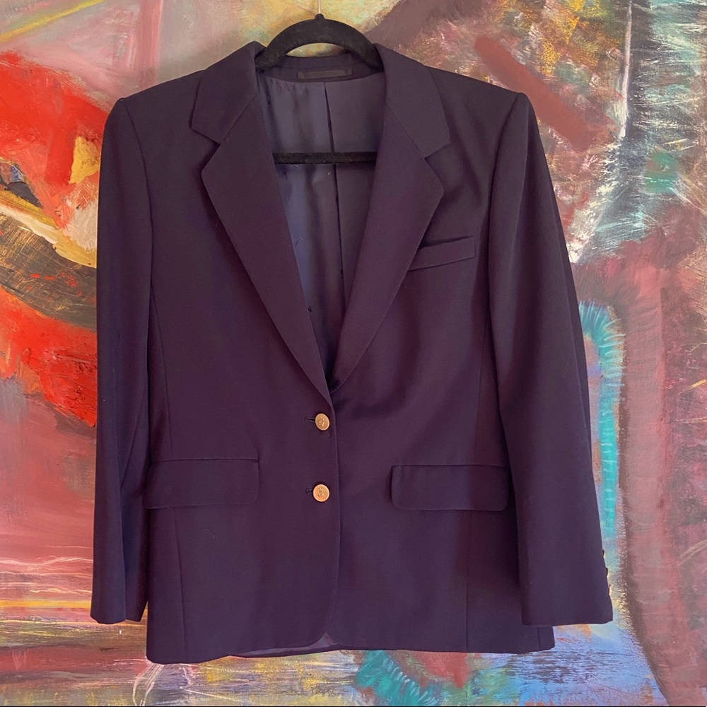 Vintage Aquascutum London Navy Blue Blazer